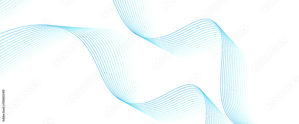 Poster abstract blue smooth wave on a white background. dynamic sound wave. design element. vector illustra