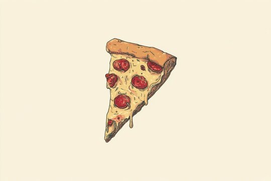 Delicious pizza doodle showcasing a slice with toppings and melting cheese