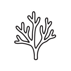 Obraz premium Simple Black and White Coral Outline Illustration for Marine Biology and Oceanography Designs