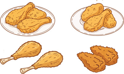 Fried Chicken vector design in white background, Fried Chicken Logo and icon design, Fried Chicken vector design