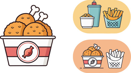 Fried Chicken in carton package vector design, Fried Chicken logo vector design, Fried Chicken vector design