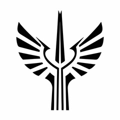 Abstract Phoenix Winged Logo Vector Silhouette Icon.