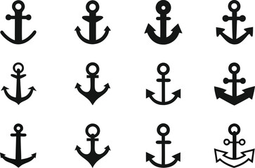 Vector illustration set of religious cross and sea anchor icons