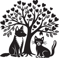 black cat and tree