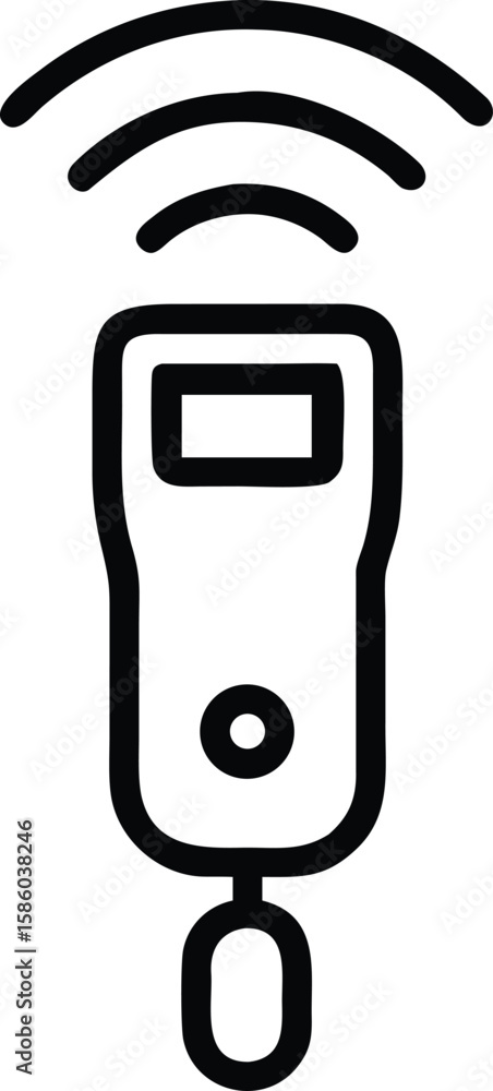 Poster simple line art of remote control with waves signal icon
