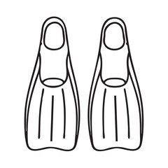 Simple Line Art Illustration of Two Swim Fins for Snorkeling and Scuba Diving