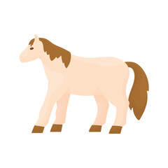 Beautiful cute cartoon horse. Domestic animal concept. Horse farm. Children animal illustration