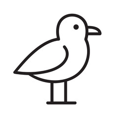 Simple Line Art Vector Illustration of a Seagull Standing on a Small Base Isolated on White
