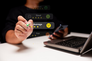 A person rates a service or product as 