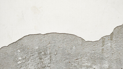 Peeling Wall Paint Texture, Damaged Plaster Surface, Old Wall Background with Exposed Cement