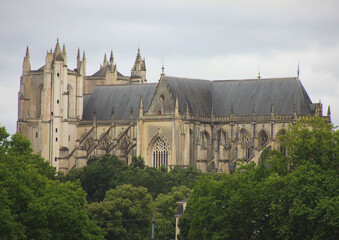 The cathedral of Nantes taken from a distance with telephoto lens