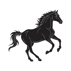 Galloping Horse Silhouette – Elegant Black Running Horse Vector Illustration