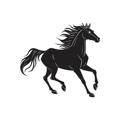 Obraz premium Galloping Horse Silhouette – Elegant Black Running Horse Vector Illustration