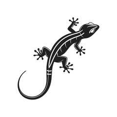 Black and White Striped Lizard Vector Illustration – Top View Silhouette