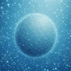 Artificial intelligence network. Abstract of a digital network illuminated by blue light, showing interconnected nodes and lines on a dark backgroun