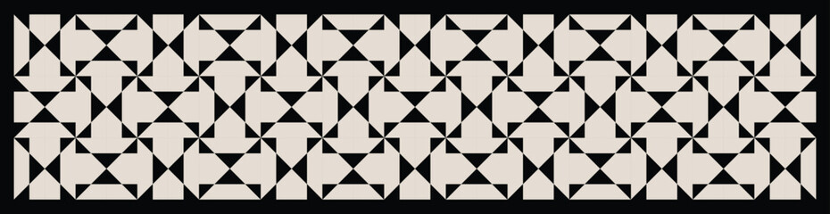 Seamless black and white half square triangle pattern. Graphical illustration for a unique wall decor, textiles and interior design.	
