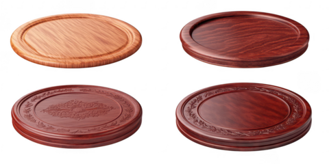Wooden pedestals carved isolated on a transparent background