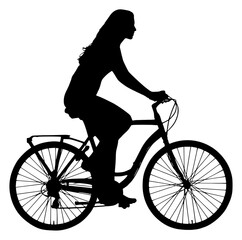 Fototapeta premium Vector Silhouette Of A Woman Riding A bicycle.