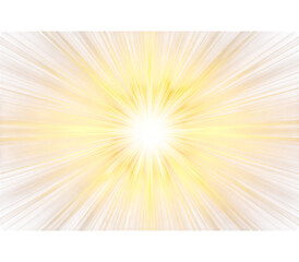 Photo of a bright yellow sunburst radiates light and energy outwards isolated on transparent background