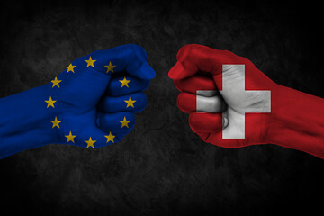 EU and Switzerland trading relationship concept background