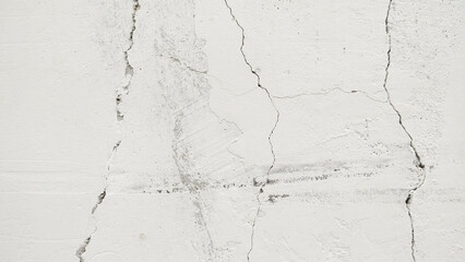 White Wall with Cracks, Damaged Surface Texture, Cracked Plaster Background