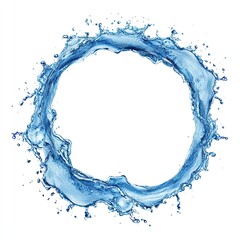 Circular water splash frame on white