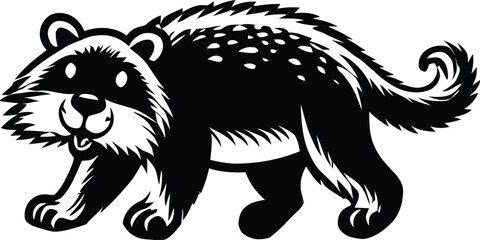 Obraz premium Friendly cartoon badger walking with a happy expression silhouette