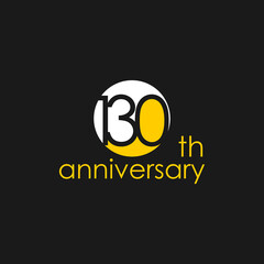 Obraz premium anniversary logo design, 130th anniversary, symbol, icon, party, logo design for 130th anniversary, vector, success, illustration, birthday, symbol, background, year, congratulations, greeting, invita