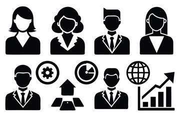 Sales Team Icon Set for Business Strategy and Marketing
