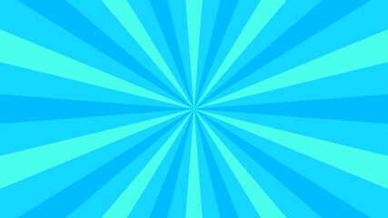 Retro blue sun rays on halftone bg. Pop art comic cartoon