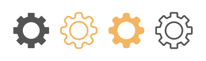 Gears showcase mechanical process and connectivity in this transparent background graphic, Setting icon vector Illustrator editable design.