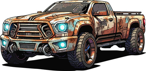 Isolated on white, this vintage off-road vehicle evokes a classic, speedy, and luxurious feel, perfect for a toy model or a rugged, old-style auto adventure