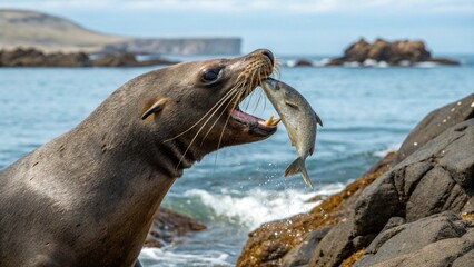Fototapeta premium Sea lions, sharp and realistic, Photo, Beautiful photos
