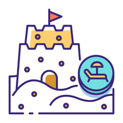 This Sandcastle icon is suitable for Summer Holiday, etc.