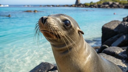 Fototapeta premium Sea lions, sharp and realistic, Photo, Beautiful photos