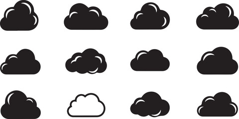 Obraz premium Cloud Vector Icons | Computing and Data Storage Illustration Set