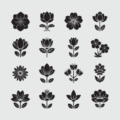set of floral design elements