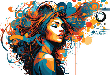 Abstract artistic portrait of a woman with flowing hair