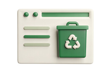3D A recycling bin icon in green with recycling logo., isolated on a white background