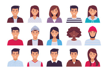 Diverse Portrait Array: A meticulously crafted illustration showcases a vibrant collection of faces, each a unique representation of diverse individuals.