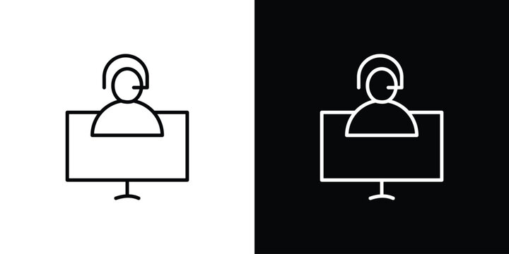 Tech support icon For your design, logo. Vector illustration. Editable Stroke.