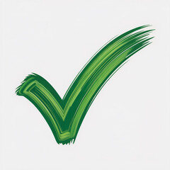 A digital illustration of a green checkmark symbol created with brush strokes. The checkmark is painted in a vibrant kelly green color with visible brush stroke textures and gradients.