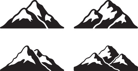 Black mountain peaks with white snow accents vector