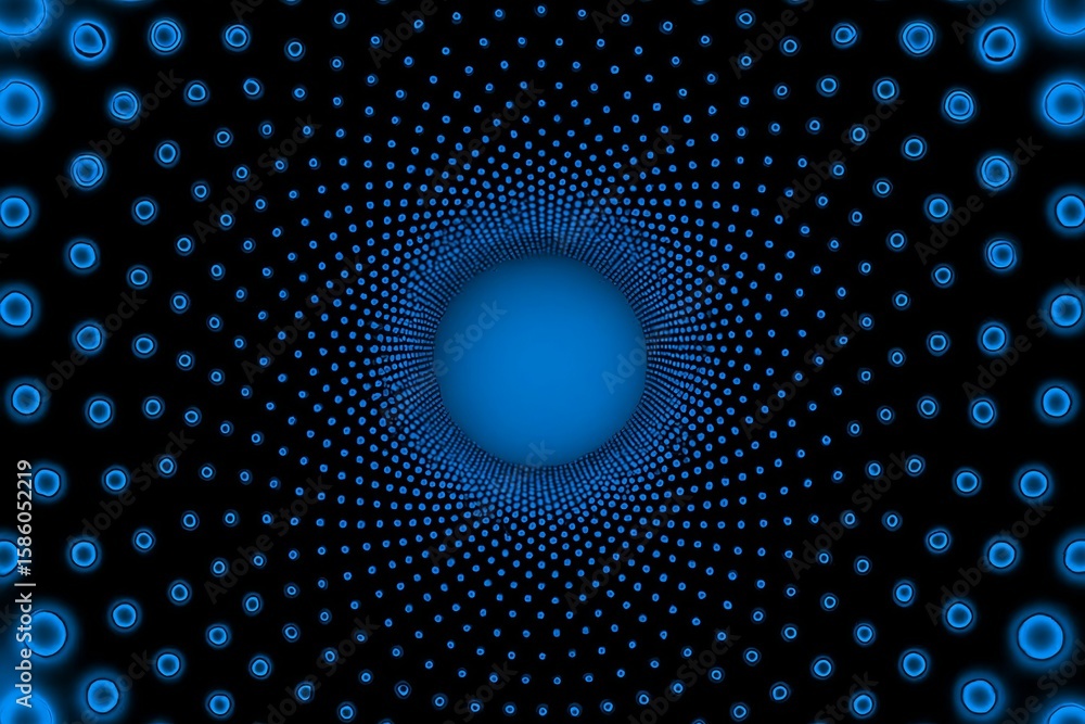 Aufkleber abstract deep blue glowing circles create a mesmerizing tunnel effect against a dark background