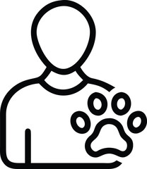 Simple line drawing of a person with a dog paw print icon