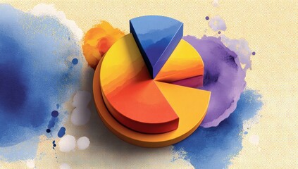 Colorful pie chart on textured background