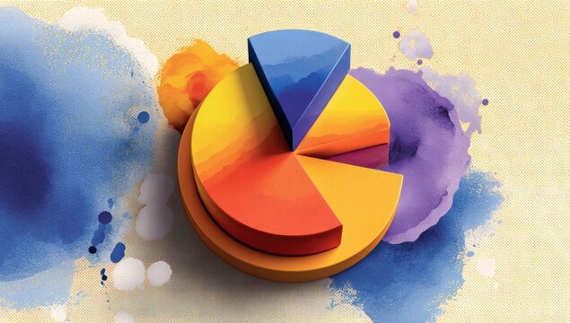 Colorful pie chart on textured background