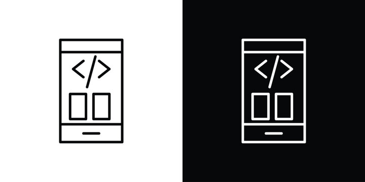 Mobile apps development icon For your design, logo. Vector illustration. Editable Stroke.