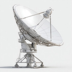 A detailed wireframe rendering of a large satellite dish against a plain white background studio shot