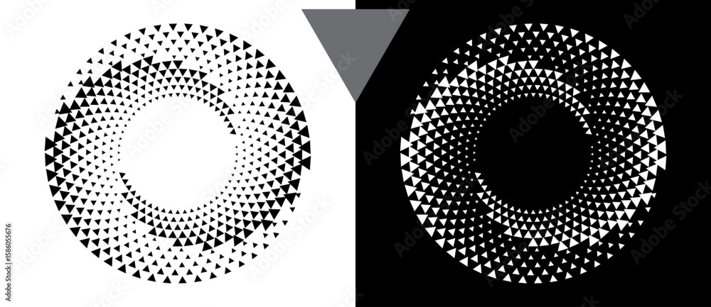 Canvas Prints abstract background with triangles in circle. art design spiral as logo or icon. a black figure on a